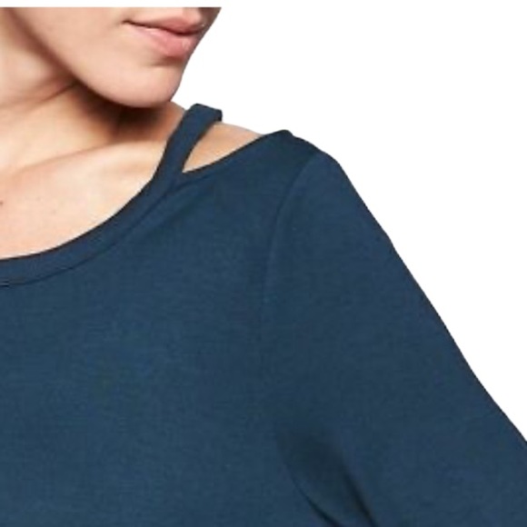 Athleta Cut Out Neck Sweatshirt Top Constellation Blue W-309 Size Small - Picture 3 of 10
